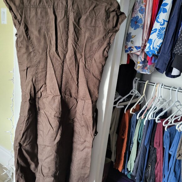 Brown linen belted Mexx dress - Picture 4 of 4